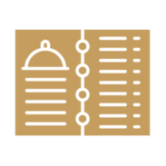 Restaurant menu icon with cloche illustration.
